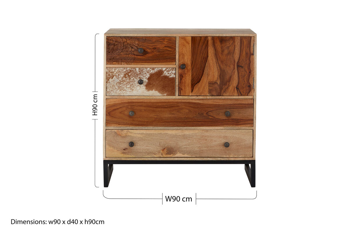 Orsina Marwar Mango Wood Sideboard – Rustic 4-Drawer Storage Cabinet