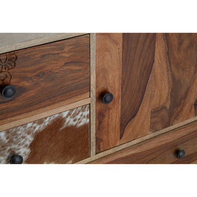 Orsina Marwar Mango Wood Sideboard – Rustic 4-Drawer Storage Cabinet