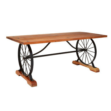 Orsina Nandri Solid Acacia Wood Dining Table with Bow-Shaped Inlay