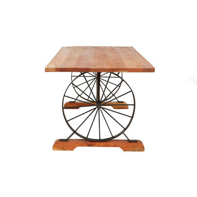 Orsina Nandri Solid Acacia Wood Dining Table with Bow-Shaped Inlay