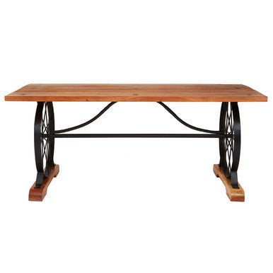 Orsina Nandri Solid Acacia Wood Dining Table with Bow-Shaped Inlay