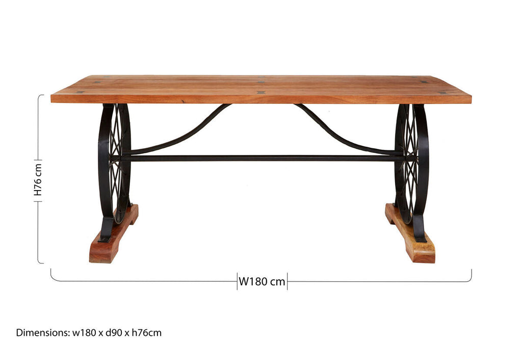 Orsina Nandri Solid Acacia Wood Dining Table with Bow-Shaped Inlay