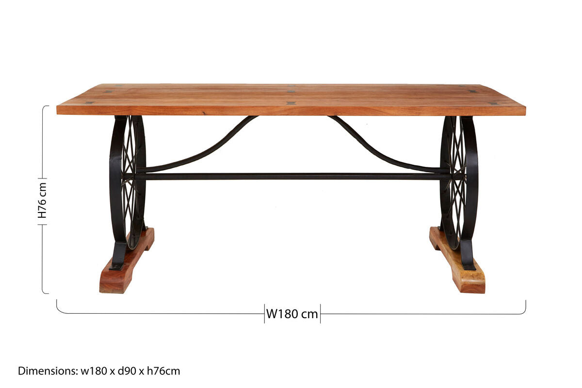 Orsina Nandri Solid Acacia Wood Dining Table with Bow-Shaped Inlay