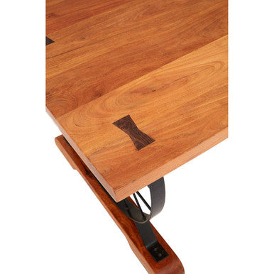 Orsina Nandri Solid Acacia Wood Dining Table with Bow-Shaped Inlay