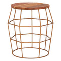 Orsina Round Side Table – Recycled Wood Top with Brass Iron Base
