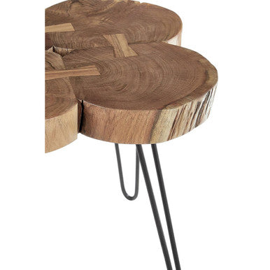 Orsina Acacia Wood Side Table | Black Hairpin Legs & Geometric Inlay