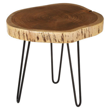 Orsina Nandri Acacia Wood Side Table – Brown Tripod Accent Table