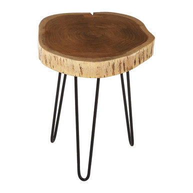 Orsina Nandri Acacia Wood Side Table – Brown Tripod Accent Table