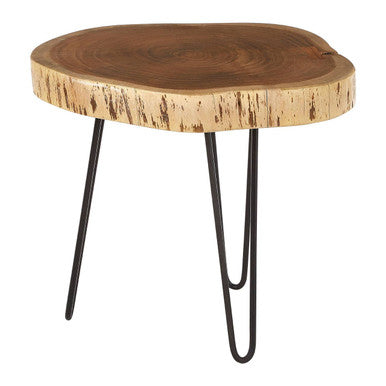 Orsina Nandri Acacia Wood Side Table – Brown Tripod Accent Table