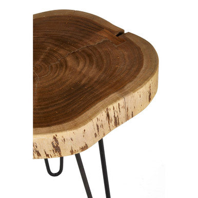 Orsina Nandri Acacia Wood Side Table – Brown Tripod Accent Table
