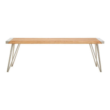 Orsina Nandri Slatted Teak Wood Bench – Antique Iron Entryway Seating