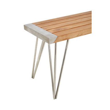 Orsina Nandri Slatted Teak Wood Bench – Antique Iron Entryway Seating