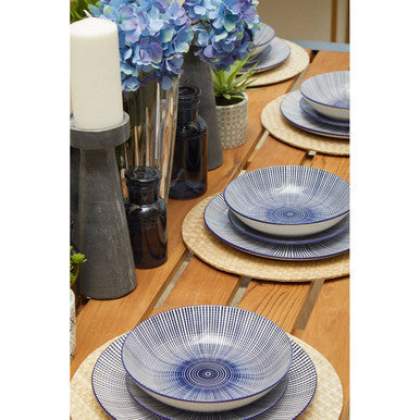 Orsina Nandri Brown Slatted Teak Wood Dining Table with Nickel Legs