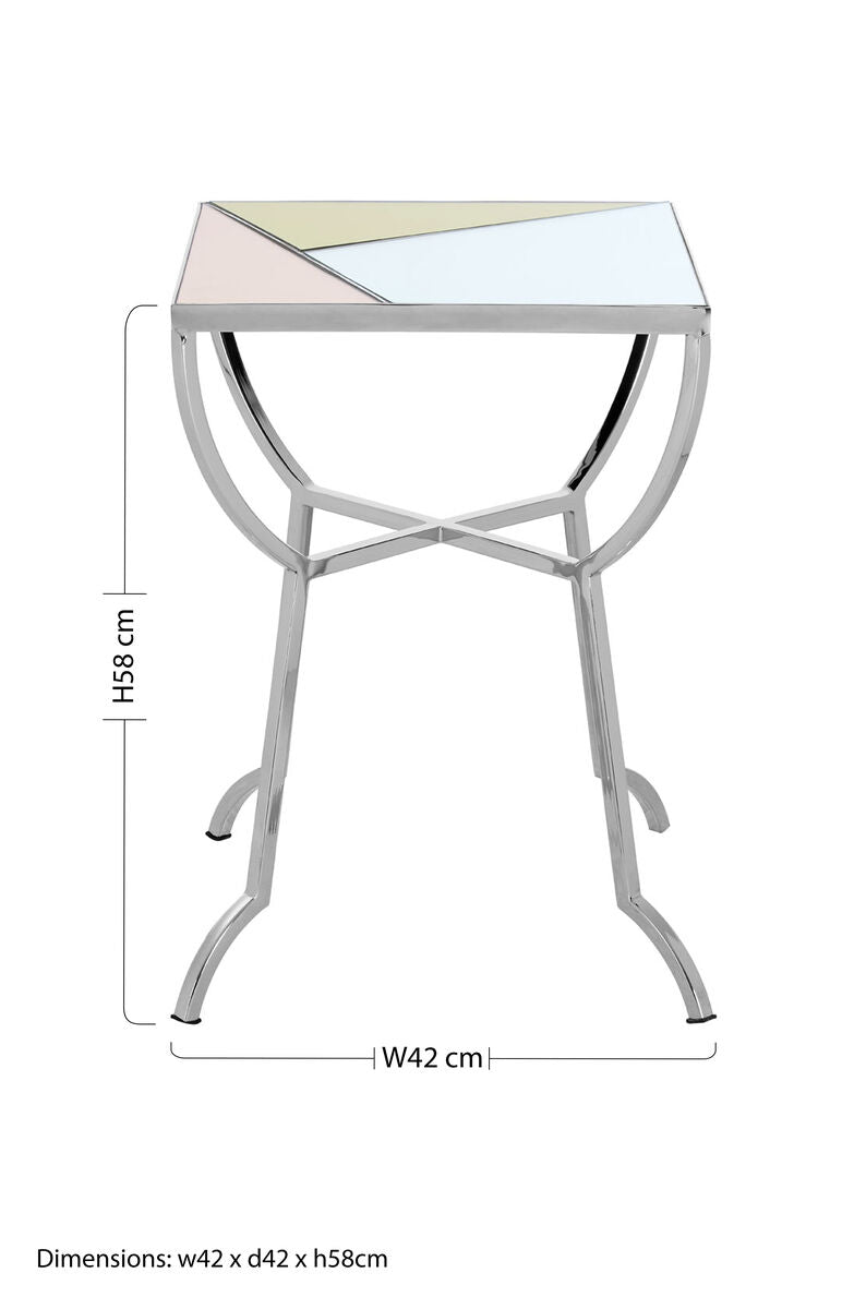 Orsina Arbus Mirrored Square Side Table – Pink & Gold Stainless Steel
