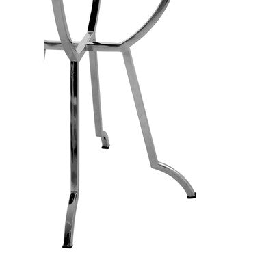 Orsina Arbus Round Mirrored Side Table | Silver Stainless Steel Frame
