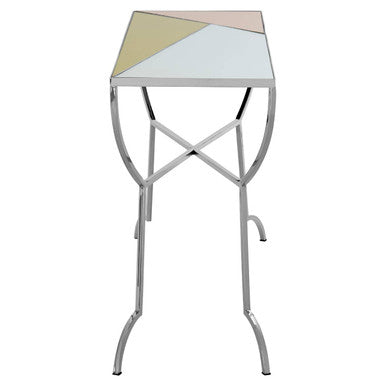 Orsina Arbus Mirrored Console Table | Square Pastel & Silver Stainless