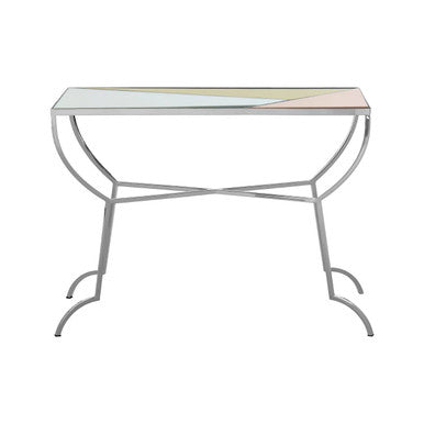 Orsina Arbus Mirrored Console Table | Square Pastel & Silver Stainless