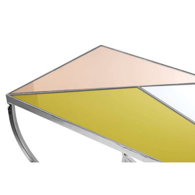 Orsina Arbus Mirrored Console Table | Square Pastel & Silver Stainless
