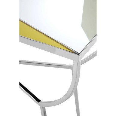 Orsina Arbus Mirrored Console Table | Square Pastel & Silver Stainless