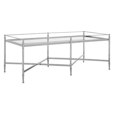 Orsina Zach Silver Metal Coffee Table with Mirrored Glass Cross Base