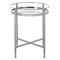 Orsina Zach Round Silver Side Table | Stainless Steel & Mirrored Glass