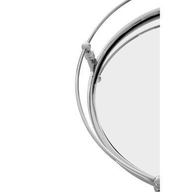 Orsina Zach Round Silver Side Table | Stainless Steel & Mirrored Glass