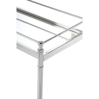 Orsina Zach Mirrored Glass Console Table – Silver Stainless Steel