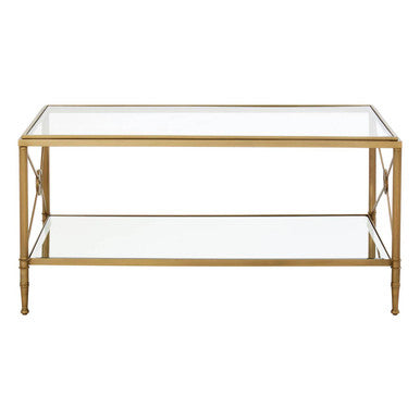 Orsina Axis Gold Coffee Table – Two-Tier Glass & Tarnished Brass