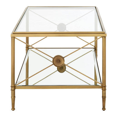 Orsina Axis Gold Coffee Table – Two-Tier Glass & Tarnished Brass