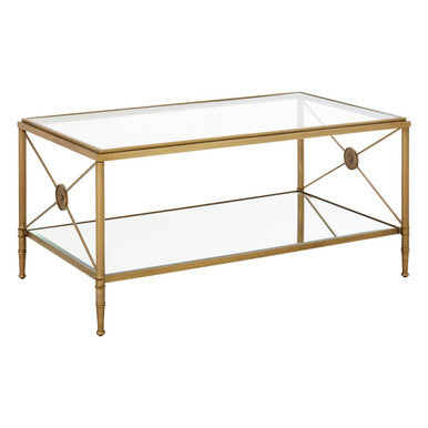 Orsina Axis Gold Coffee Table – Two-Tier Glass & Tarnished Brass