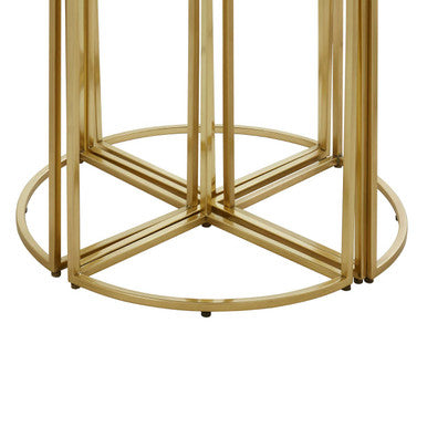 Orsina Axis 5-Piece Nesting Tables | Black Tinted Glass & Gold Finish