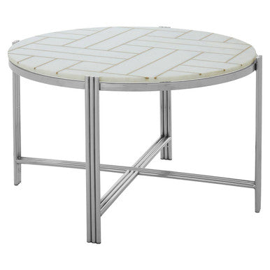 Orsina Eva White Marble Coffee Table – Gold Detail & Silver Frame