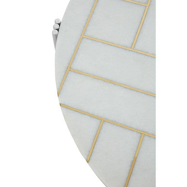 Orsina Eva White Marble Coffee Table – Gold Detail & Silver Frame