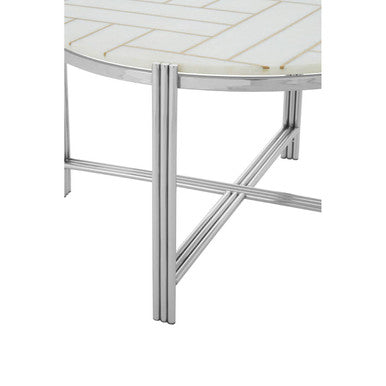 Orsina Eva White Marble Coffee Table – Gold Detail & Silver Frame