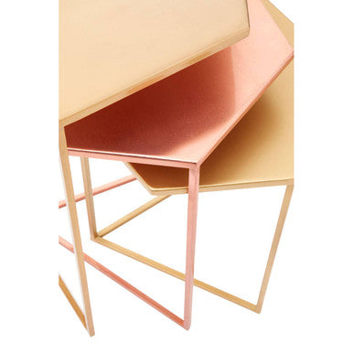 Orsina Templar Nesting Tables – Set of 3 Hexagonal Metallic Side Tables