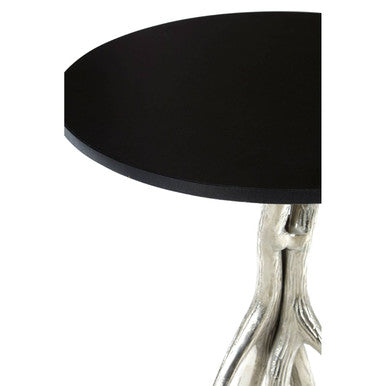Orsina Black Marble Round Side Table | Nickel Antler Metal Base