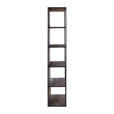 Orsina Midas 5-Tier Elm Wood Shelf Unit – Brown Boho Display Bookcase