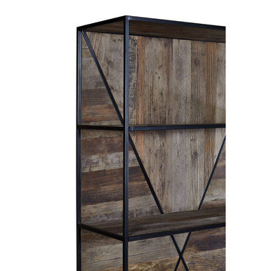 Orsina Midas 5-Tier Elm Wood Shelf Unit – Brown Boho Display Bookcase