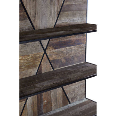 Orsina Midas 5-Tier Elm Wood Shelf Unit – Brown Boho Display Bookcase