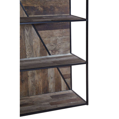 Orsina Midas 5-Tier Elm Wood Shelf Unit – Brown Boho Display Bookcase