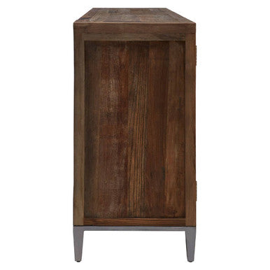 Orsina Midas Sideboard – Silver Sunburst 4-Door Storage Cabinet