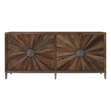 Orsina Midas Sideboard – Silver Sunburst 4-Door Storage Cabinet