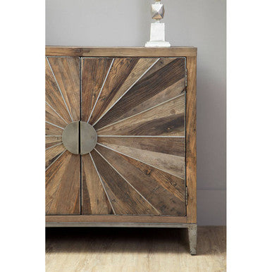 Orsina Midas Sideboard – Silver Sunburst 4-Door Storage Cabinet