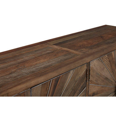 Orsina Midas Sideboard – Silver Sunburst 4-Door Storage Cabinet