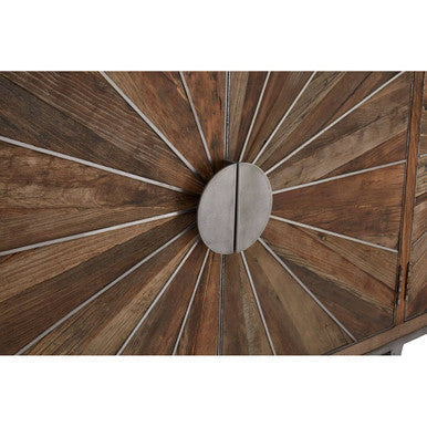 Orsina Midas Sideboard – Silver Sunburst 4-Door Storage Cabinet