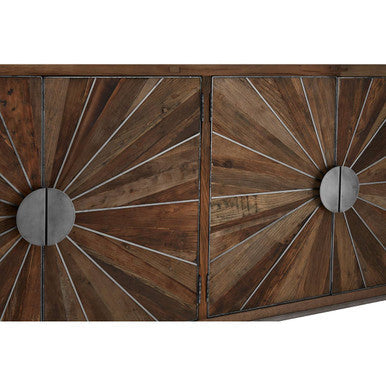 Orsina Midas Sideboard – Silver Sunburst 4-Door Storage Cabinet
