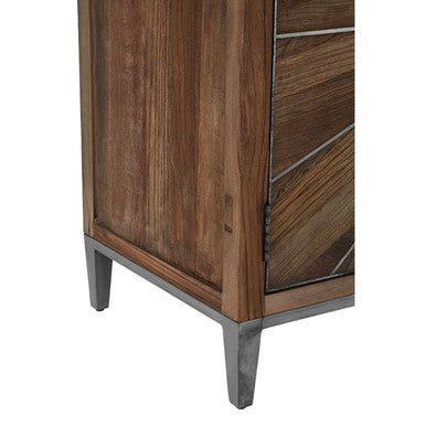 Orsina Midas Sideboard – Silver Sunburst 4-Door Storage Cabinet