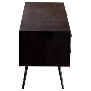 Orsina Madsen Pine Wood Media Unit – Industrial Low Profile TV Stand