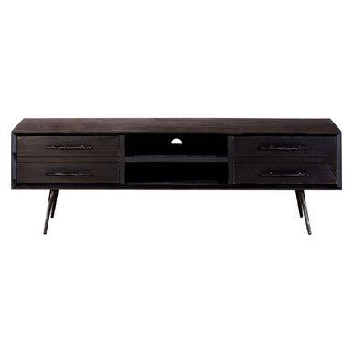Orsina Madsen Pine Wood Media Unit – Industrial Low Profile TV Stand