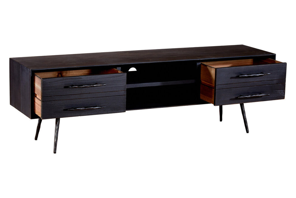 Orsina Madsen Pine Wood Media Unit – Industrial Low Profile TV Stand